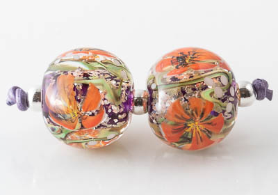 Lampwork Murrini Poppy Flower Beads