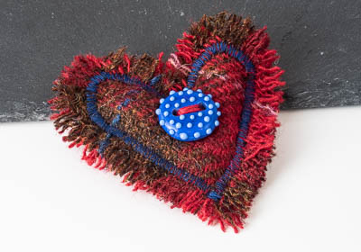 Harris Tweed Heart Brooch