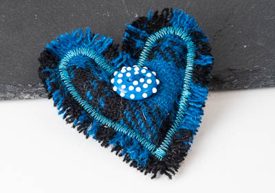 Harris Tweed Heart Brooch
