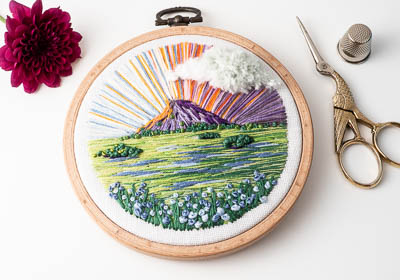 Roseberry - Landscape Embroidery Hoop Art