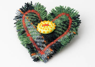 Harris Tweed Heart Brooch