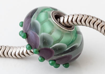 Silver Cored Dahlia Lampwork Charm Bead