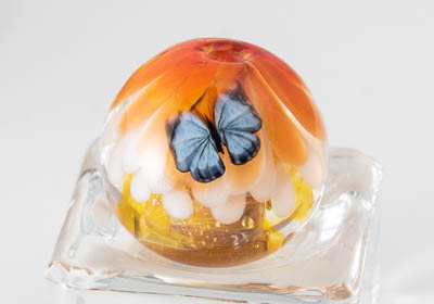 Lampwork Dahlia Butterfly Murrini Bead