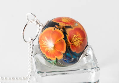 Flower Lampwork Pendant Necklace