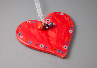 Red Ceramic Heart Hanging
