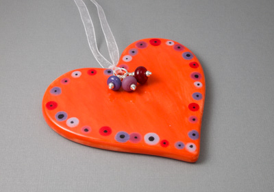Orange Ceramic Heart Hanging