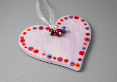 Lilac Ceramic Heart Hanging