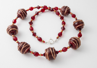 Red and Gold Lampwork Necklace