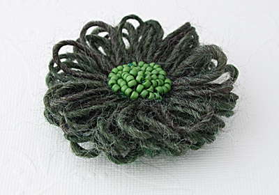 Dark Green Flower Brooch