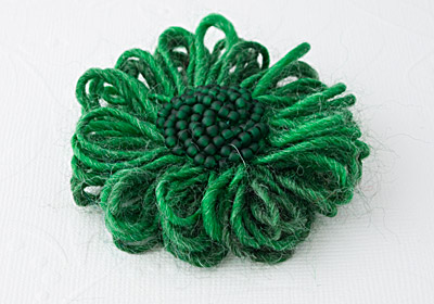 Emerald Green Flower Brooch