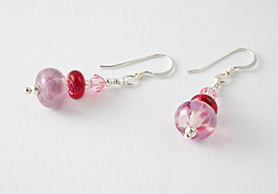 Hand made Pink Lampwork Earrings