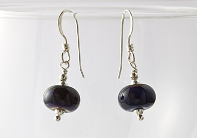 Dark Purple Lampwork Earrings