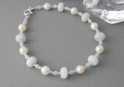 Lampwork Bracelet "Snow"