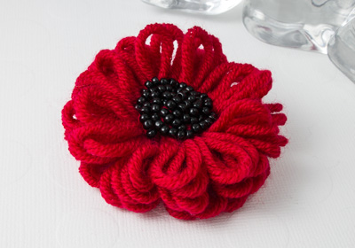 Red and Black Flower Brooch