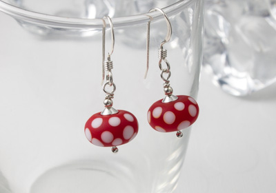 Red Spotty Lampwork Earrings