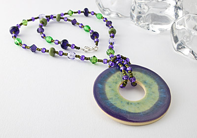 Purple and Green Pendant Necklace