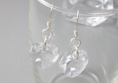 Clear Crystal Heart Earrings