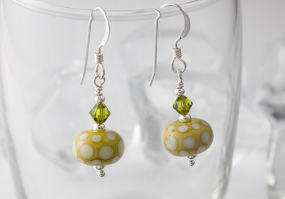 Pistachio Lampwork Earrings