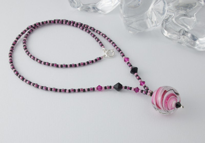 Pink Marble Lampwork Necklace