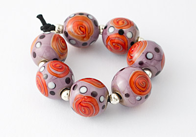 Purple Sunset Rose Lampwork Beads