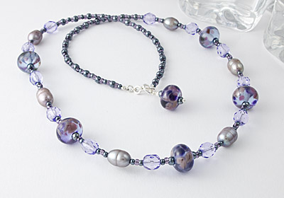 Lampwork Necklace "Silver Light"