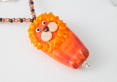 Lion Lampwork Pendant Necklace