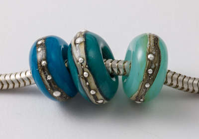 Teal and Turquoise Lampwork Charm Beads