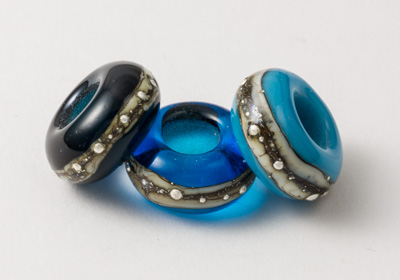 Blue Lampwork Charm Beads