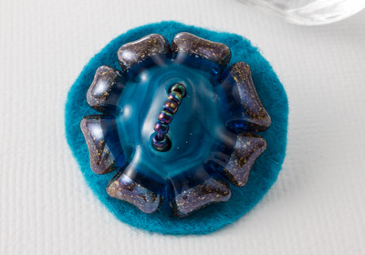 Turquoise Lampwork Flower Brooch