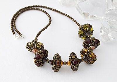 Beaded Bead Necklace "Embers"