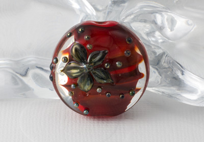 Red Lampwork Flower Bead