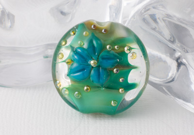 Green Lampwork Flower Bead