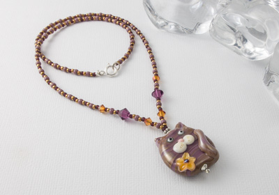 Kitty Cat Lampwork Necklace