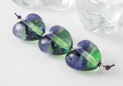 Two Tone Lampwork Heart Beads