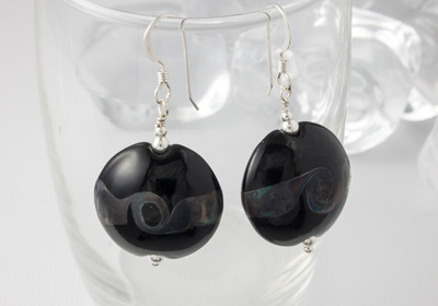 Black Lentil Lampwork Earrings