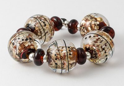 Dark Amber Dichroic Lampwork Beads