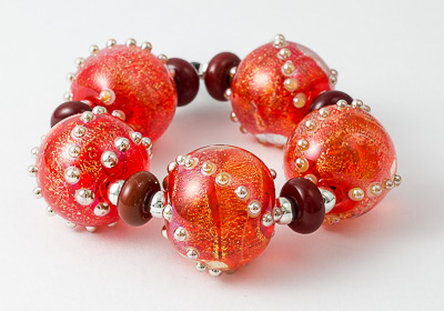 Orange Dichroic Lampwork Beads