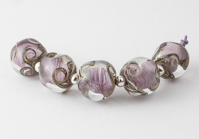 Pale Purple Nugget Lampwork Beads