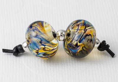 Swirly Lampwork Bead Pair