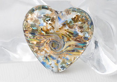 Glittery Heart Lampwork Bead