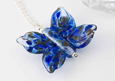 Blue Lampwork Butterfly Necklace