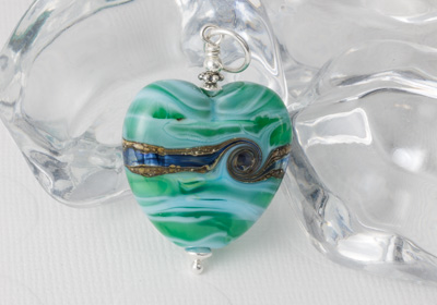 Sea Heart Lampwork Pendant