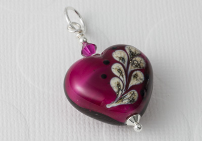 Pink Heart Lampwork Pendant