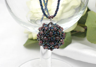 "Blackberry" Beaded Pendant Necklace in Detail