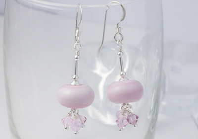 Pale Pink Lampwork Earrings