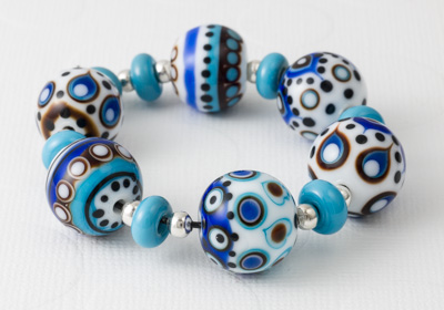 Blue Graphics Lampwork Beads