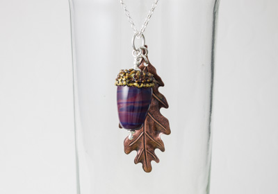 Acorn and Leaf Pendant Necklace