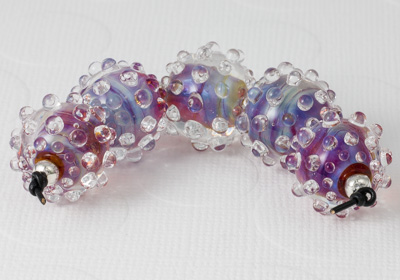 Pink Silver Glass Bumpy Beads Pink Silver Glass Bumpy Beads