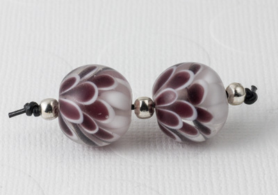 Amethyst Lampwork Dahlia Bead Pair