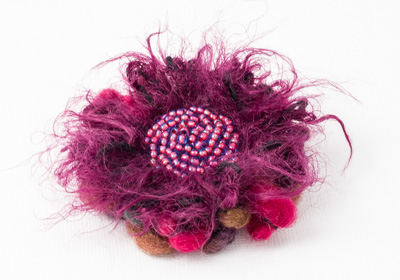 Pink Fluffy Flower Brooch